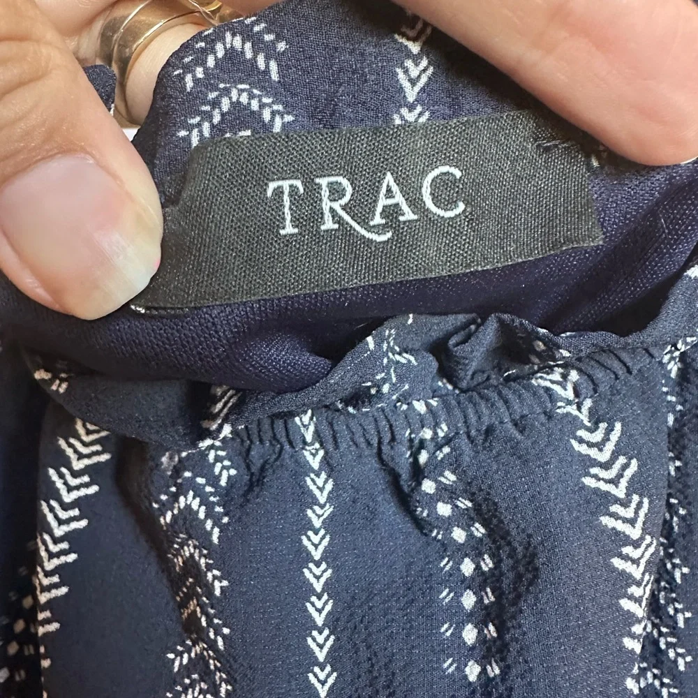 TRAC Blue Striped off the Shoulder Romper - Picture 6 of 6